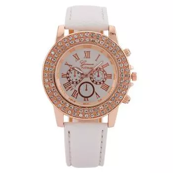 Подарочные часы Three Eyes Diamond Ladies Watch Женские часы с ремешком Кварцевые часы белый