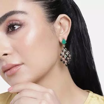 Подарочные черные и зеленые модные серьги-люстры Estele для женщин