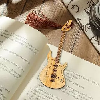 Подарочные кисточки Канцелярские товары Школьные принадлежности Книжный зажим Бас-книжка Папка Гитара Закладка Бамбуковая закладка C