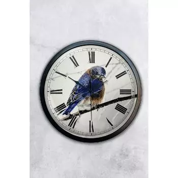 Подарочные настенные часы с черной металлической птицей 40 см