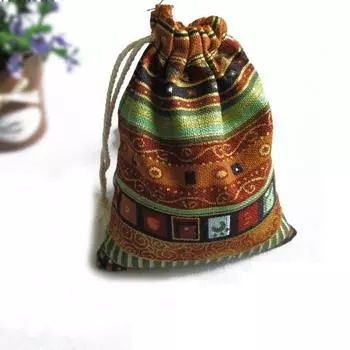 Подарочные пакеты для украшений Цветные льняные мешочки на завязках Льняные банты 1 шт Племенные мешочки ручной работы