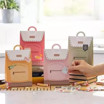 Подарочные пакеты «Назад в школу» с наклейками Ретро-дизайн рюкзака Яркие цвета Подарочные пакеты для вечеринок Игрушки-конфеты красный