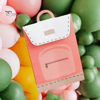 Подарочные пакеты «Назад в школу» с наклейками. Ретро-дизайн рюкзака. Яркие цвета. Подарочные пакеты для вечеринок. Подарочные мешочки с игрушками и конфетами. розовый