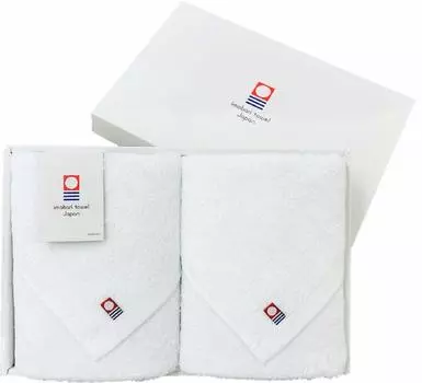 Подарочные полотенца для лица, 2 шт., 1 КОРОБКА, набор, бренд полотенец Imabari, сертифицированный OSK, 100% хлопок, однотонные, белые белый