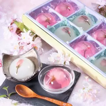 Подарочные японские сладости, желе Sakuramochi Somikaan Mochimochi Kuzuzakura и Tsururun Sakura Jelly, 8 штук типов, 8 сладостей моти, японские сладости (2