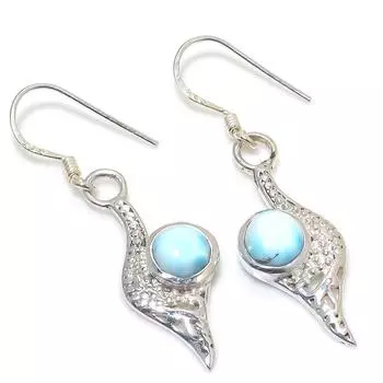 Подарочные серьги из чистого серебра 925 пробы с драгоценным камнем Natural Republic Ларимар 1 дюйм p4f33