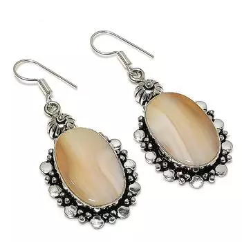 Подарочные серьги из натурального ботсванского агата из стерлингового серебра 925 пробы 2,05 дюйма L6f63