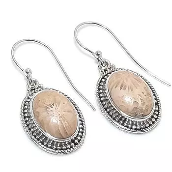 Подарочные серьги из натурального ископаемого коралла 925 пробы из твердого серебра 1,25 дюйма I8Z57