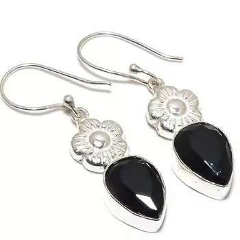 Подарочные серьги из стерлингового серебра 925 пробы с натуральной черной шпинелью, размер 1,77 дюйма, a4J30