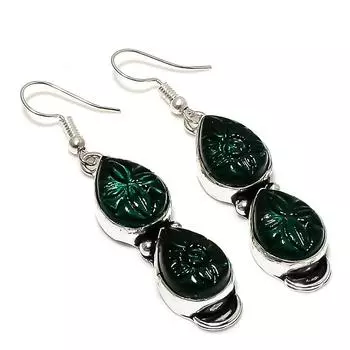 Подарочные серьги из стерлингового серебра 925 пробы с натуральным хромдиопсидом 2,25 дюйма F0P34