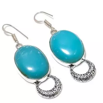 Подарочные серьги из стерлингового серебра 925 пробы с натуральным спящим бирюзовым камнем 2,36 дюйма B6U05