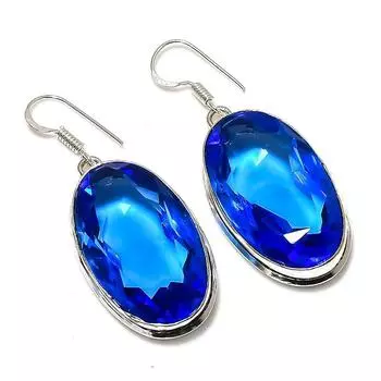 Подарочные серьги из стерлингового серебра 925 пробы с натуральным танзанитом, кварцем, размером 2,05 дюйма T8S12