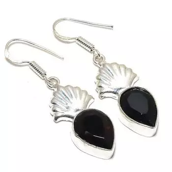 Подарочные серьги из стерлингового серебра 925 пробы с натуральным черным шпинелем размером 1,85 дюйма E2L91