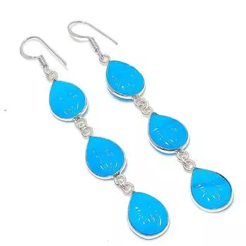 Подарочные серьги из стерлингового серебра 925 пробы с натуральным аква-халцедоном 3,15 дюйма h5W15