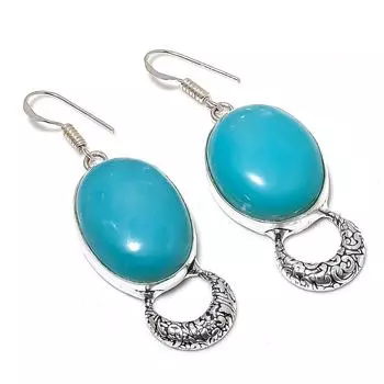 Подарочные серьги из стерлингового серебра 925 пробы с натуральным спящим бирюзовым камнем 2,32 дюйма m3V44