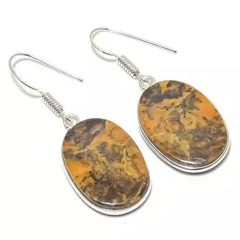 Подарочные серьги из стерлингового серебра 925 пробы с натуральным драгоценным камнем Oscer Jasper 1,69 дюйма q3o89
