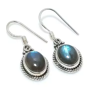 Подарочные серьги из стерлингового серебра 925 пробы с натуральным лабрадоритом, 1,25 дюйма, R4e81