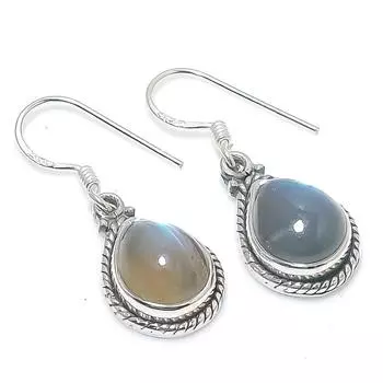 Подарочные серьги из стерлингового серебра 925 пробы с натуральным лабрадоритом, 1,25 дюйма, F3Y32
