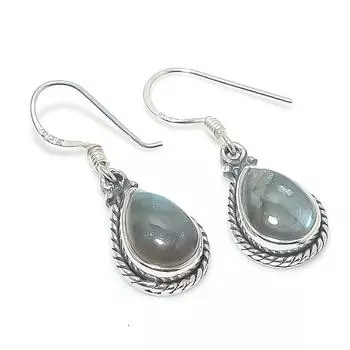 Подарочные серьги из стерлингового серебра 925 пробы с натуральным лабрадоритом, 1,25 дюйма, g8f92