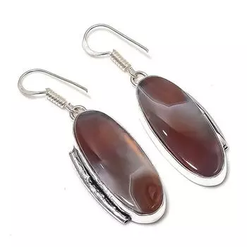 Подарочные серьги из стерлингового серебра 925 пробы с агатом высшего качества из натурального озера, 1,89 дюйма, q6i54