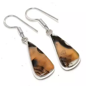 Подарочные серьги из стерлингового серебра 925 пробы с натуральным агатом Монтаны 1,58 дюйма d2u79