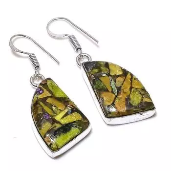 Подарочные серьги из стерлингового серебра 925 пробы с натуральным камнем-стихтитом 1,65 дюйма K1P67