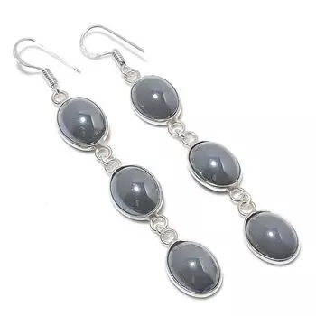 Подарочные серьги из стерлингового серебра 925 пробы с натуральным стеклянным драгоценным камнем Dicorich 3,07 дюйма O5B32