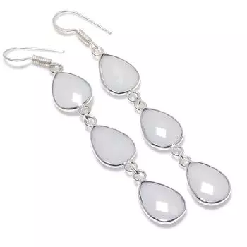 Подарочные серьги из стерлингового серебра 925 пробы с натуральным аква-халцедоном 2,99 дюйма s2V45