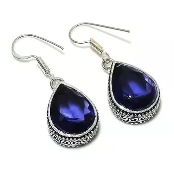 Подарочные серьги из стерлингового серебра 925 пробы с натуральным кварцем иолитом 1,50 дюйма u2S50