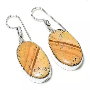 Подарочные серьги из стерлингового серебра 925 пробы с натуральным изображением яшмы 1,85 дюйма Q5f02