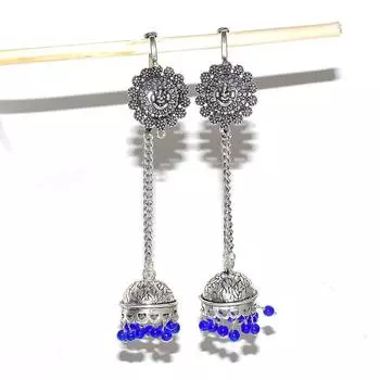 Подарочные серьги из стерлингового серебра 925 пробы с натуральным синим халцедоном 3,94 дюйма L2A87