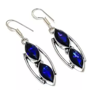 Подарочные серьги из стерлингового серебра 925 пробы с натуральным лондонским голубым топазом 2,05 дюйма q7Y88