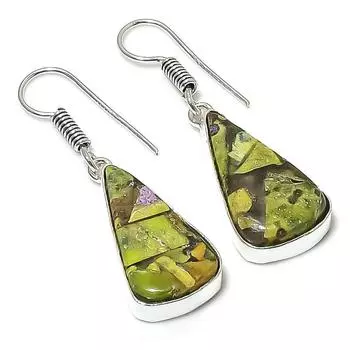 Подарочные серьги из стерлингового серебра 925 пробы с натуральным камнем-стихтитом, 1,77 дюйма, v5z29