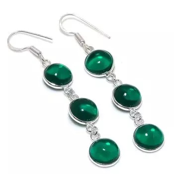 Подарочные серьги из стерлингового серебра 925 пробы с натуральным хромдиопсидом 2,56 дюйма a7w66