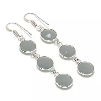 Подарочные серьги из стерлингового серебра 925 пробы с натуральным грязевым халцедоном 2,44 дюйма f0m58