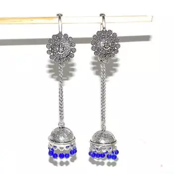 Подарочные серьги из стерлингового серебра 925 пробы с натуральным синим халцедоном 3,94 дюйма Y4h61