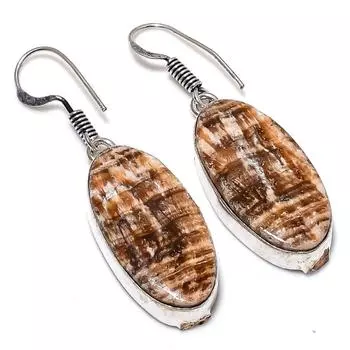 Подарочные серьги из стерлингового серебра 925 пробы с натуральным оранжевым амазонитом 1,85 дюйма g8i83