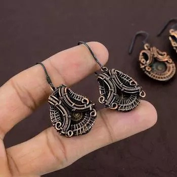 Подарочные серьги ручной работы из медной проволоки из натурального аммонита 1,85 A0H50