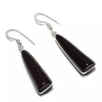 Подарочные серьги ручной работы из натурального черного оникса из стерлингового серебра 925 пробы 1,97 дюйма Y1H05