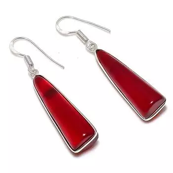 Подарочные серьги ручной работы из натурального красного оникса из стерлингового серебра 925 пробы 1,97 дюйма L7Q36