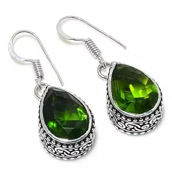 Подарочные серьги ручной работы из стерлингового серебра 925 пробы с натуральным драгоценным камнем перидот 1,42 дюйма G2S42