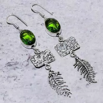 Подарочные серьги ручной работы из стерлингового серебра 925 пробы с натуральным драгоценным камнем перидот 3,19 дюйма w1z45
