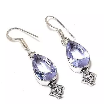 Подарочные серьги ручной работы из стерлингового серебра 925 пробы с натуральным аметистом 1,85 дюйма i5e73