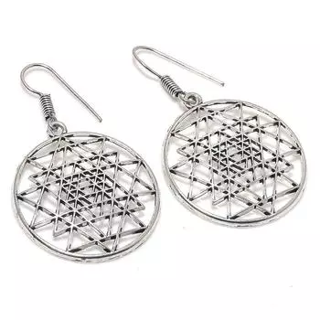 Подарочные серьги ручной работы из стерлингового серебра 925 пробы с натуральным винтажным видом 2,21 дюйма c4J72