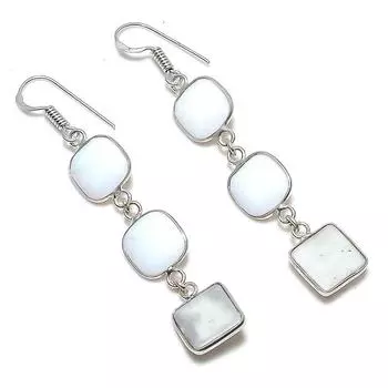 Подарочные серьги ручной работы из стерлингового серебра 925 пробы с натуральным молочным опалом 2,56 дюйма K7z87