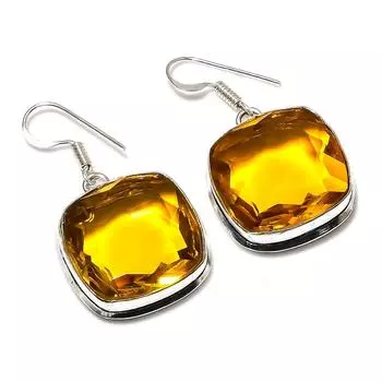 Подарочные серьги ручной работы из стерлингового серебра 925 пробы с натуральным цитрином 1,58 дюйма h3a29