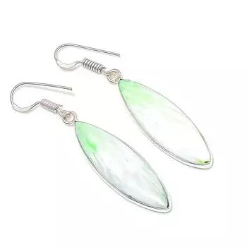 Подарочные серьги ручной работы из стерлингового серебра 925 пробы с натуральным сколецитом 2,17 дюйма n8G35