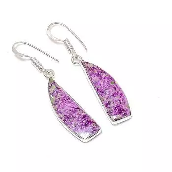 Подарочные серьги ручной работы из стерлингового серебра 925 пробы с натуральным пурпуритом 1,77 дюйма o7K12
