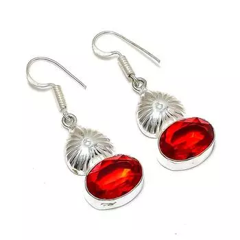 Подарочные серьги ручной работы из стерлингового серебра 925 пробы с натуральным мозамбикским гранатом 1,69 дюйма v6T07
