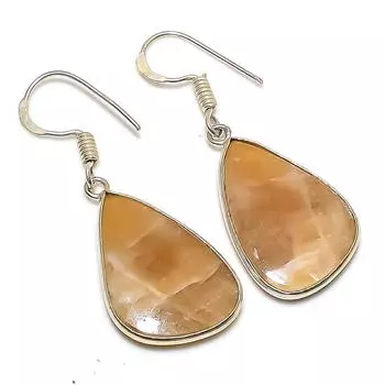 Подарочные серьги ручной работы из стерлингового серебра 925 пробы с натуральным клубничным кварцем 1,65 дюйма L8U06